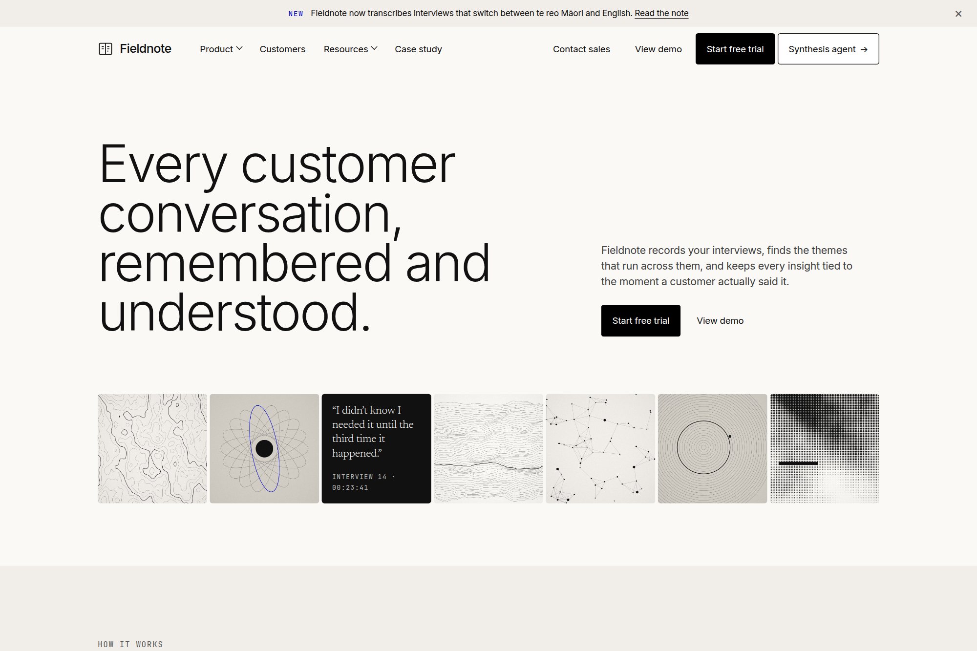 The Fieldnote concept homepage.