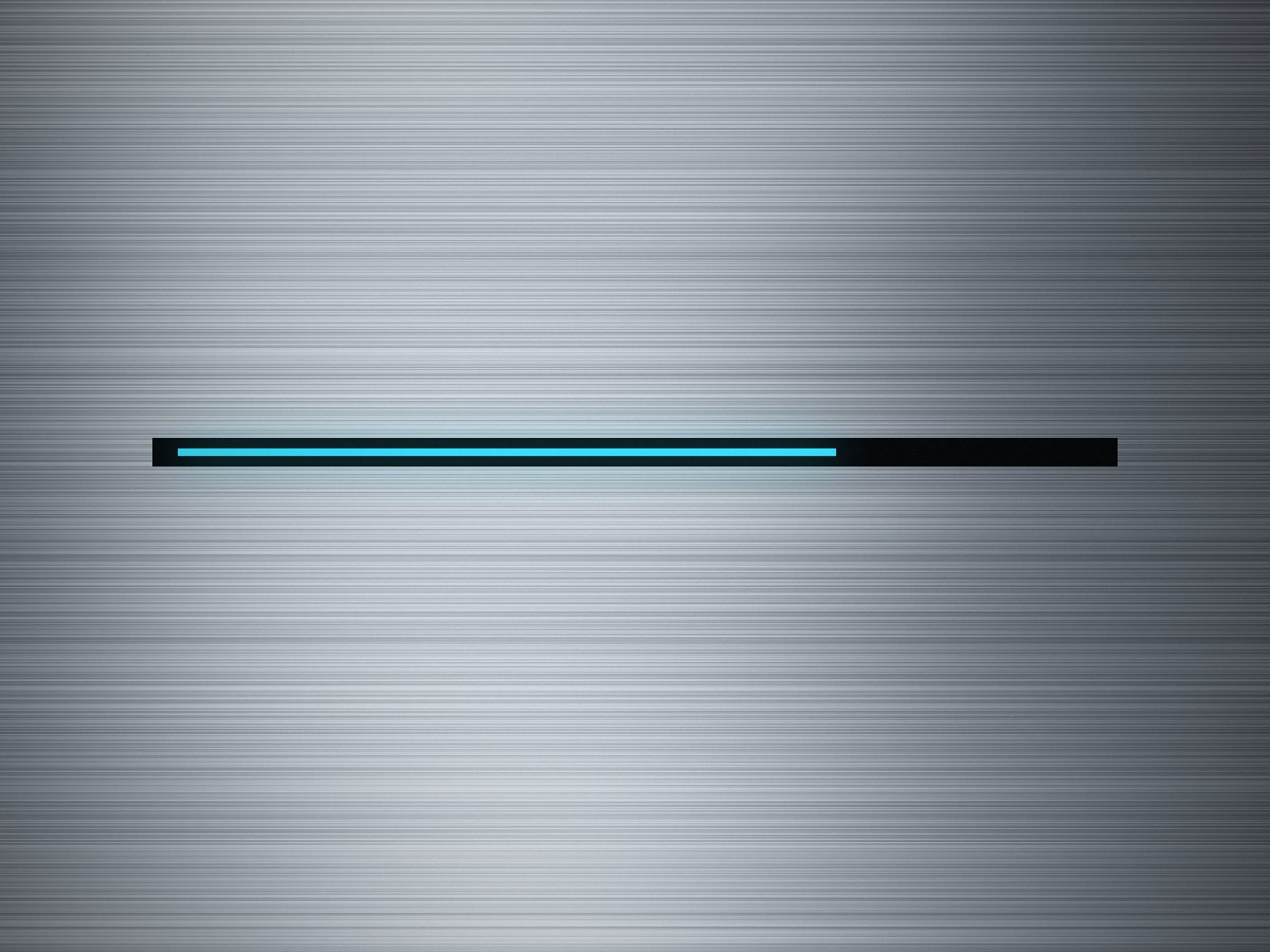 Close-up of brushed raw aluminium with a cyan light slot.