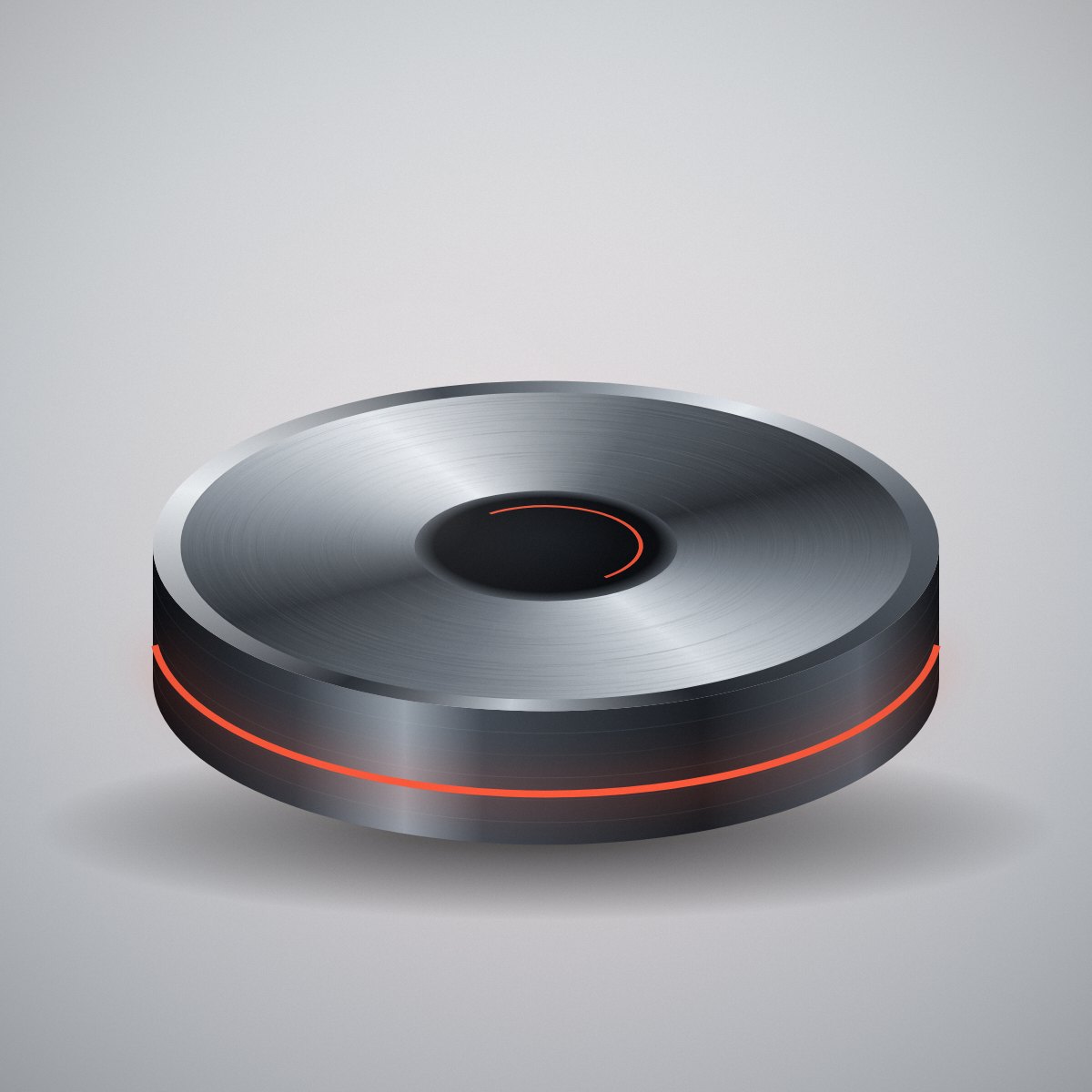 The X9 in raw aluminium with an orange status ring, on a pale grey ground.