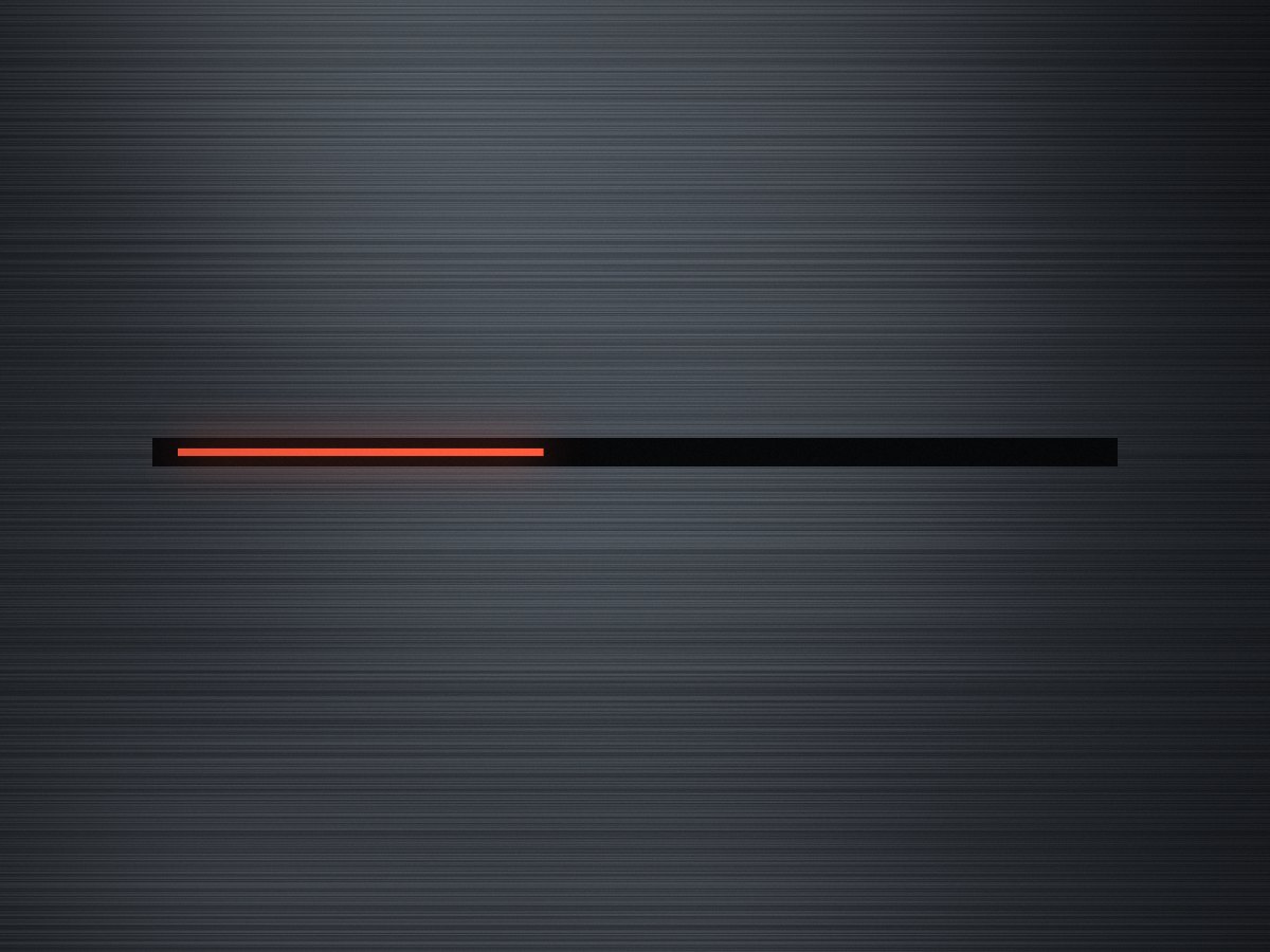 Close-up of brushed graphite anodised aluminium with an orange light slot.