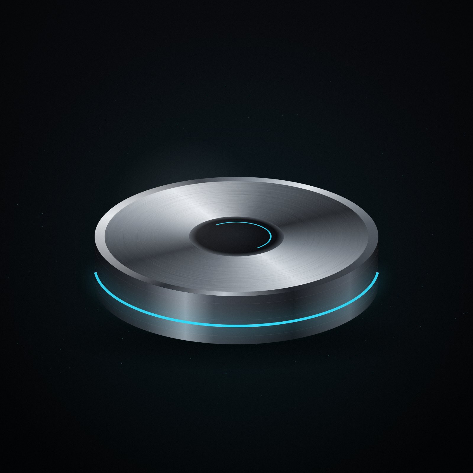 The X9: a machined aluminium puck with a cyan light ring at its base.
